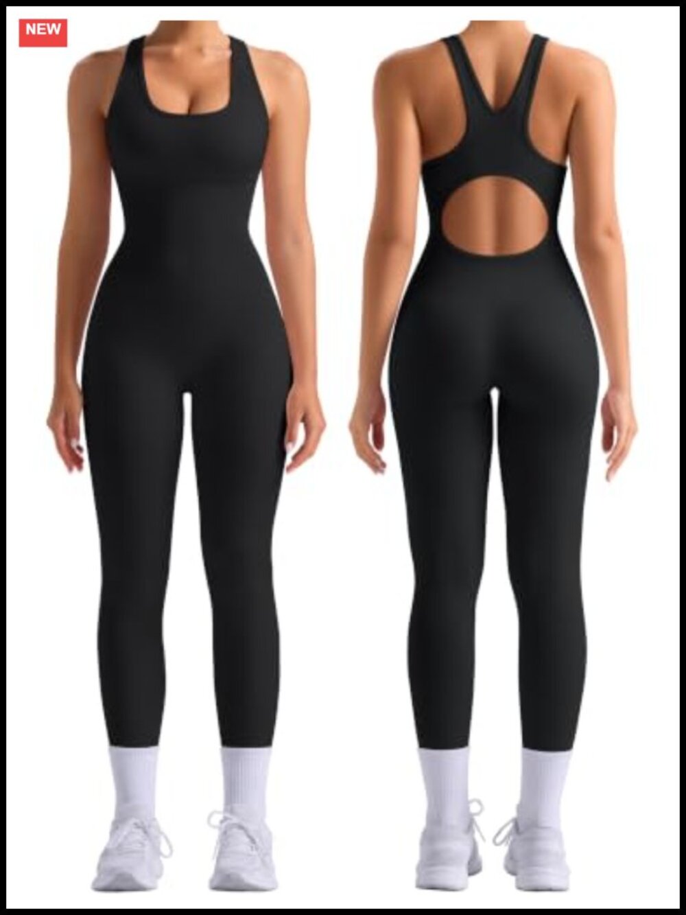 Seamless Racerback Workout Jumpsuit One Piece Padded Tummy Control Athletic